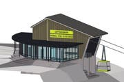 So könnte die neue Bergstation der neuen Luftseilbahn Kräbel-Rigi Scheidegg dereinst aussehen. (Bild: PD)