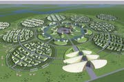 Wo die Einwohner heute in Jurten und Holzhäusern wohnen, werden für sie bis 2030 moderne Siedlungen errichtet - konzipiert von Architekt Marco Wey. (Bild: Visualisierung PD)