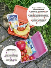 Empfehlenswerte und weniger empfehlenswerte Zwischenverpflegung. (Bild: Dominik Wunderli Grafik: Lea Siegwart)