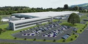 So soll das Verteilzentrum von Aldi ab Herbst 2016 aussehen (Bild: Visualisierung PD)