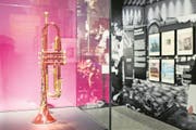 Die Trompete von Miles Davis zeigt sich in der Ausstellung "Montreux. Jazz seit 1967" im Landesmuseum in Zuerich, aufgenommen am Donnerstag, 18. Januar 2018. (KEYSTONE/Ennio Leanza) (Bild: Ennio Leanza / Keystone (Zürich, 18. Januar 2018))