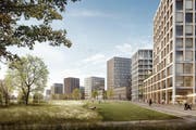 Das Quartier wird sich an den Verlauf der alten Lorze schmiegen. (Bild: pd)