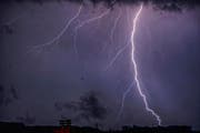 Blitze zwischen Wolken und Erdboden. Nach einem heissen Sommertag zieht in der Nacht zum Samstag ein heftiges Gewitter über den Baldeggersee, fotografiert bei Gelfingen. (Bild: Leser Gildo Moscatelli)