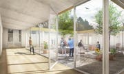 Innenhof des geplanten Schulhaus Staffeln. (Bild: Visualisierung nightnurse images)