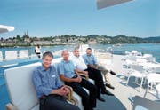 Von links: Marcel Perren, Direktor von Luzern Tourismus, Jürg Stettler von der Hochschule Luzern, Timo Albiez von der Schweizerischen Hotelfachschule Luzern und Peter Schmidli von der Hochschule Luzern. (Bild: Evelyne Beerkircher (Luzern, 22. Juni 2017))
