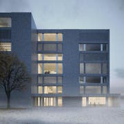 Aussenansicht des Neubaus Musik der Hochschule Luzern in Kriens. (Bild: Visualisierung Enzmann Fischer & Büro Konstrukt AG)