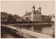 Der Freienhof versperrte den Blick auf die Jesuitenkirche- Ostfassade. (Bild: Stadtarchiv Luzern)