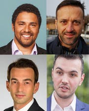 Die SP Cham hat für die Kantonsratswahlen vier Jungpolitiker nominiert (von links oben im Uhrzeigersinn): Fabian Freimann, Jürg Schenker, Faruk Dogrusöz und Drin Alaj. (Bild: PD)