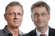 Neue-LZ-Chefredaktor Thomas Bornhauser (links) und Pascal Hollenstein, designierter Leiter Publizistik der NZZ-Regionalmedien. (Bild: Bildmontage Neue LZ)