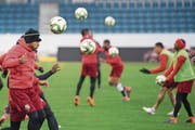 Auf Europa-Reise: Panamas Nationalteam gestern beim Abschlusstraining in der Swisspor-Arena. (Bild: Urs Flüeler/Keystone (Luzern, 26. März 2018))
