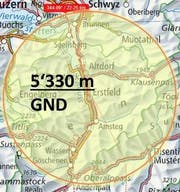 22 Kilometer um Erstfeld wird der Luftraum gesperrt. (Bild: PD)