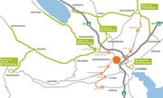 Dosierungssystem mit Lichtsignalanlagen (orange) und Umfahrungsempfehlungen (grün). (Bild: pd)