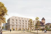 So soll das neue Bürogebäude in der Emmenweid aussehen. (Bild: Visualisierung: PD)