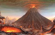 Weltweit verheerende Folgen: Bilder des gigantischen Ausbruchs des Vulkans Tambora auf der indonesischen Insel Sumbawa von 1815 gibt es keine, aber ungefähr so könnte das Inferno ausgesehen haben. (Bild: Illustration PD)