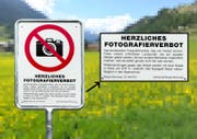Eine der Verbotstafeln in Bergün. (Bild: PD/Gemeinde Bergün)