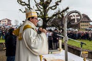 Bischof Felix Gmür während einer Predigt an einer Bauernwallfahrt. (Bild: Archiv Neue LZ)
