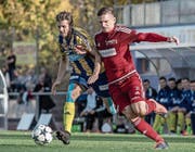 Auch beim 2:0 gegen Langenthal zweifacher Torschütze: der Surseer Elvis Bratanovic (rechts). (Bild: Pius Amrein (Sursee, 21. Oktober 2017))