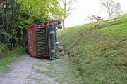 Der Bauer wurde unter dem Gefährt eingeklemmt. (Bild Luzerner Polizei)