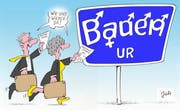 Rückkehr möglich, es droht vorläufig kein Amtszwang mehr: Seit Montag ist der Gemeinderat Bauen wieder komplett. (Karikatur Jals/Neue LZ)