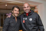 FCL-Trainer Markus Babbel (rechts) mit der Fussballlegende und heutigem Hotelbesitzer Karl-Heinz Riedle. (Bild: Martin Meienberger/freshfocus)