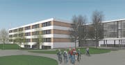 So soll das erneuerte Schulhaus Kotten in Sursee ab 2019 aussehen. (Bild: Visualisierung: PD)