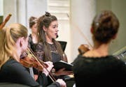 Musikerinnen des Ensembles Accademia Barocca Lucernensis beim Auftritt in der Matthäuskirche. (Bild: Ingo Höhn (Luzern, 19. November 2017))