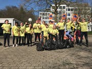 Schüler des Schulhauses Utenberg haben Ende März eine Vierteltonne Müll gesammelt. (Bild: Schulhaus Utenberg)