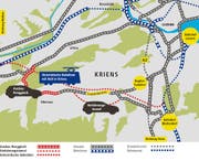 Verkehrsgrossprojekte - drei Vorschläge für Kriens. (Bild: Grafik: Lea Siegwart)
