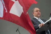 Der Tessiner Regierungsrat Norman Gobbi (Lega) anlässlich der Eröffnung des neuen Kulturzentrums in Lugano. Der 38-Jährige steigt als SVP-Kandidat ins Rennen um den frei werdenden Bundesratssitz. (Bild: Pablo Gianinazzi / Keystone)