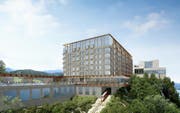 Das Bürgenstock-Hotel bleibt noch bis am 14. September zu (Visualisierung). (Bild: PD)