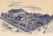 Briefkopf, 8. Dezember 1906: Gelände der «Obstweinkelterei, A. Weiss» im «Erlenbach», Zug, mit Fabrikationsgebäude, Wohnhaus, Gartenanlage mit Springbrunnen und Villa. (Bild: Privatarchiv Heinrich Zwyssig, Hünenberg)