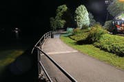 An dieser Stelle stürzte der Autolenker in den Vierwaldstättersee. (Bild: Luzerner Polizei)