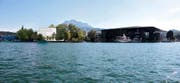 Auf dem Luzerner Inseli – in unmittelbarer Nähe zum KKL – soll die Salle Modulable dereinst gebaut werden. (Bild: Visualisierung PD)