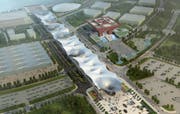 Der chinesische Pavillon und der Expo Boulevard. (Visualisierung pd)