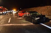 Der Unfall auf der A2 forderte drei Verletzte. (Bild: Luzerner Polizei (Eich, 20. Dezember 2017))