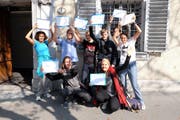 Initianten bei der Einreichung der Vegan-Initiative. (Bild: PD (Luzern, 26. September 2016))
