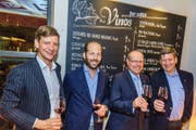 Feierten die Neueröffnung des «Boleros» mit: Mike Hauser, Alessandro Pedrazzetti, Arno Affolter und Patrik Hauser. (Bild: Heinz Steimann)