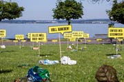 So sah die Rössliwiese in Zug am Samstagmorgen aus. (Bild: PD)