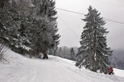 Hier führt der Skilift über die Strasse. (Bild: Maria Schmid (25. Januar 2017))