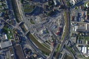 Blick aus der Luft auf den Seetalplatz und seine Umgebung. (Bild: Gemeinde Emmen)