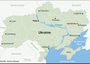 Kartenansicht der Stadt Awdijiwka: Spätestens seit der mehrtägigen Eskalation Ende Januar ist auch sie zum Synonym des Krieges in der Ostukraine geworden. (Bild: Grafik: Janina Noser)