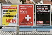 Woher die Parteien das Geld für Abstimmungskampagnen nehmen, bleibt ihr Geheimnis. (Bild: Walter Bieri/Keystone (Weiningen, 7. Februar 2017))