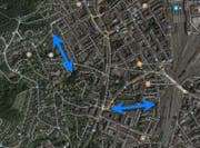 Eine allfällige Überdachung wäre zwischen Heimbachschulhaus und Sälistrasse (links) sowie Paulusplatz und Neustadtstrasse geplant. (Bild: Google Maps)