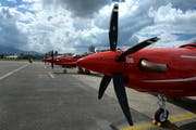 Ein Propeller der PC-21 beim Lärmtest. (Bild: Nadia Schärli / Neue LZ)