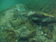 Der Unfallort im Vierwaldstättersee bei Kehrsiten, unter Wasser der Felsen. (Bild: SGV)