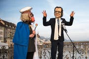 Sparminister Guido Paul Scherzinger (rechts) mit Standesweibel Primus Huerenaff. (Bild: Dominik Wunderli (Luzern, 6. Februar 2018))