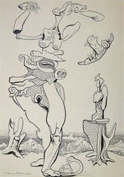 Rund 25 000 Zeichnungen hat Max von Moos der Nachwelt hinterlassen, rund 10 000 davon zählen zu seinem künstlerischen Œuvre. Tusche auf Papier (1954) ... (Bild: Pro Litteris / PD)