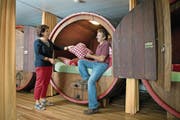 In ihrem B & B kann im Mostfass übernachtet werden: Rita und Robert Schwander aus Baldegg. (Bild: Corinne Glanzmann (27. Juli 2017))