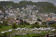 Das besetzte Gebiet beim Pilatusmarkt in Kriens. (Bild: Philipp Schmidli)