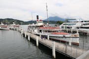 Das lädierte Dampfschiff Unterwalden zurück in der Werft. (Bild Stefanie Nopper)